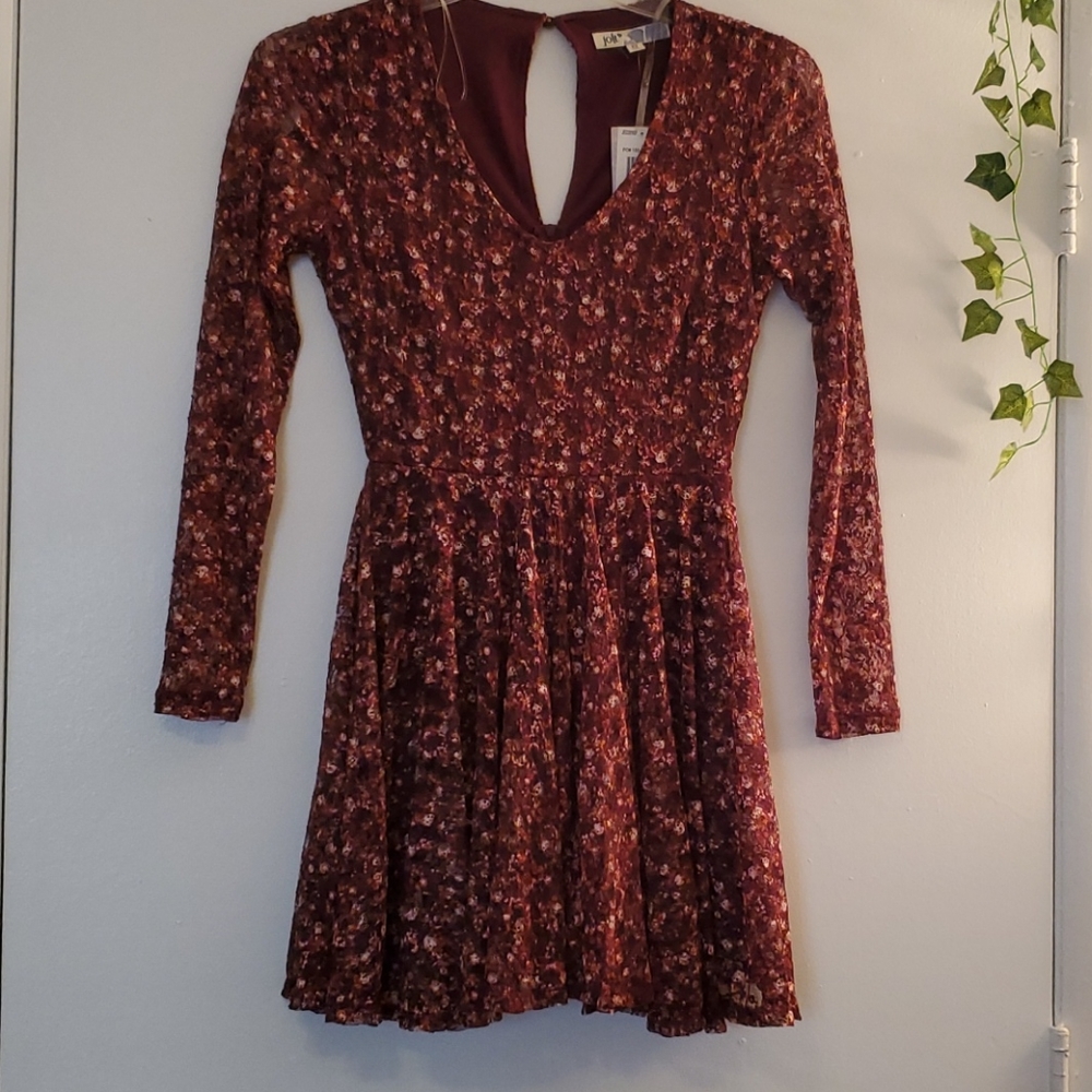Jolt Maroon long sleeve dress